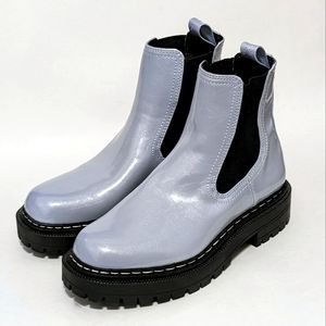 Sam Edelman Circus Women's 8.5 Effie Chunky Ankle Boot Light Blue Metallic